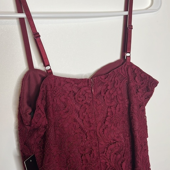 NWT Lulu’s License to Love Burgundy Maroon Lace Bodycon Sleeveless Mini Dress - Picture 9 of 11